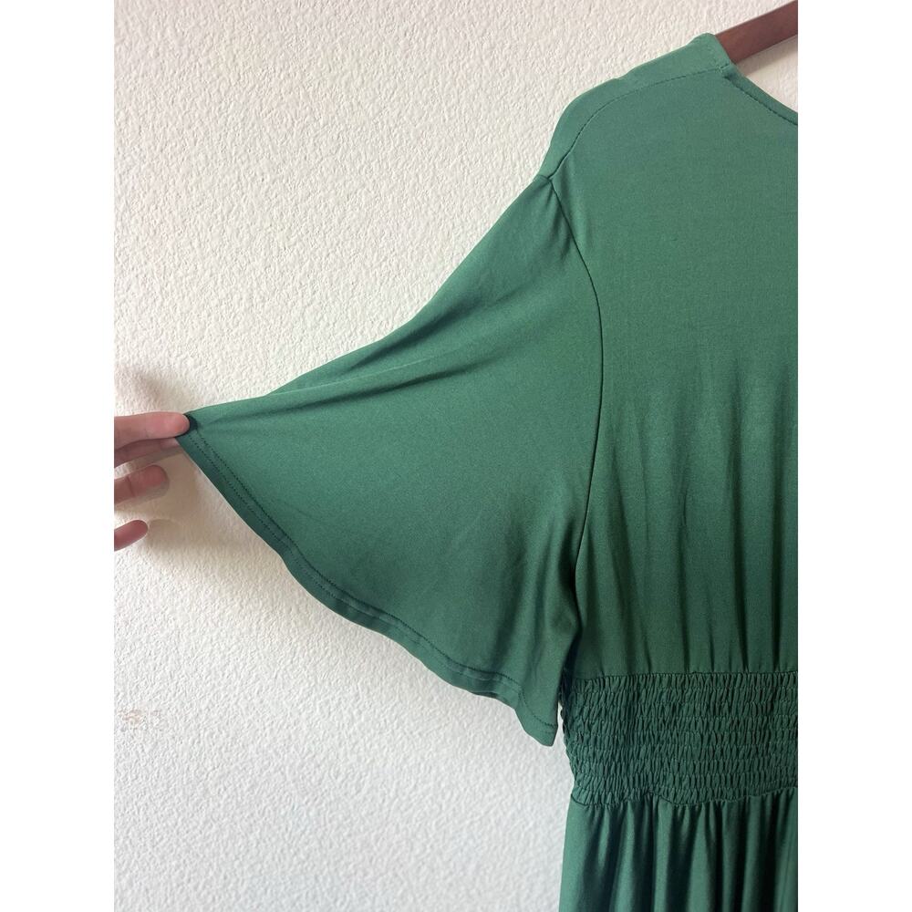 NWT Baltic born Green Midi Dress Deep V Neck Flutter Sleeve Flowy Skirt Plus 2X - Picture 12 of 15